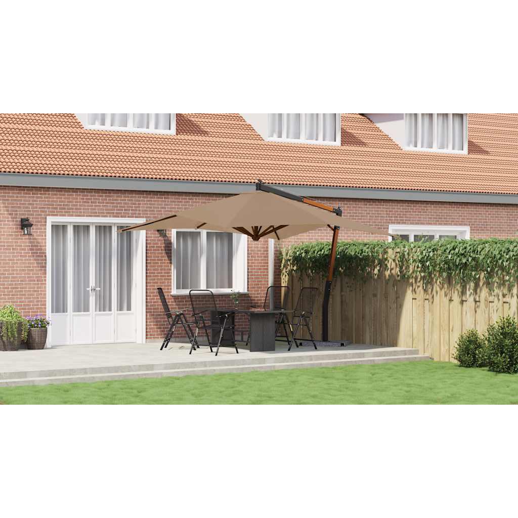Ampelschirm mit Holz-Mast 400x300 cm Taupe