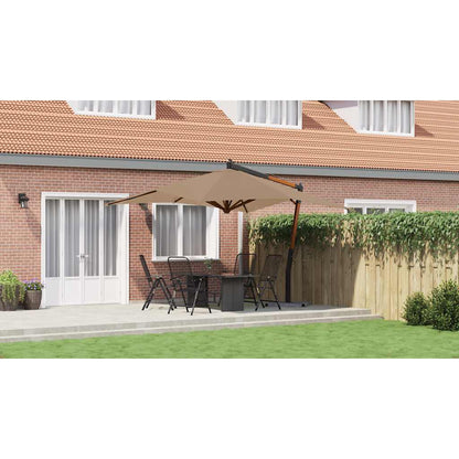 Ampelschirm mit Holz-Mast 400x300 cm Taupe