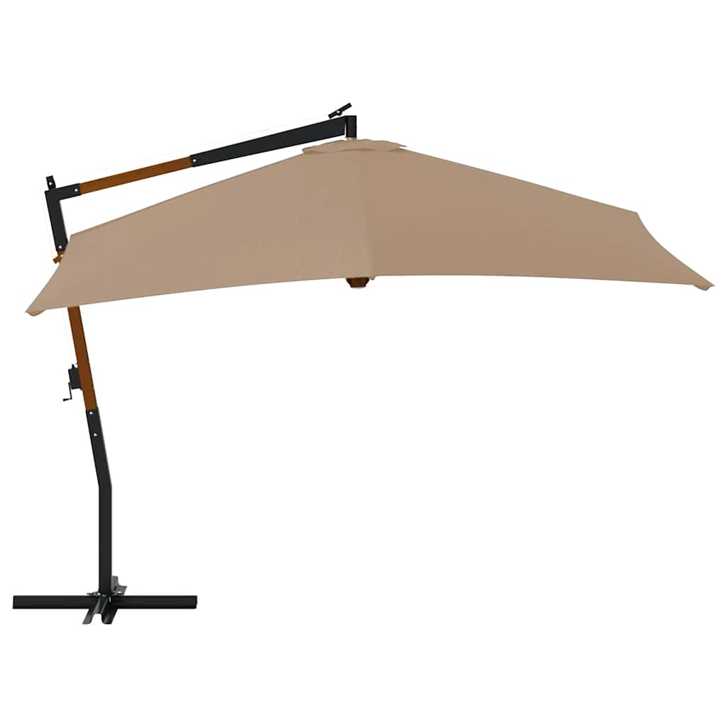Ampelschirm mit Holz-Mast 400x300 cm Taupe