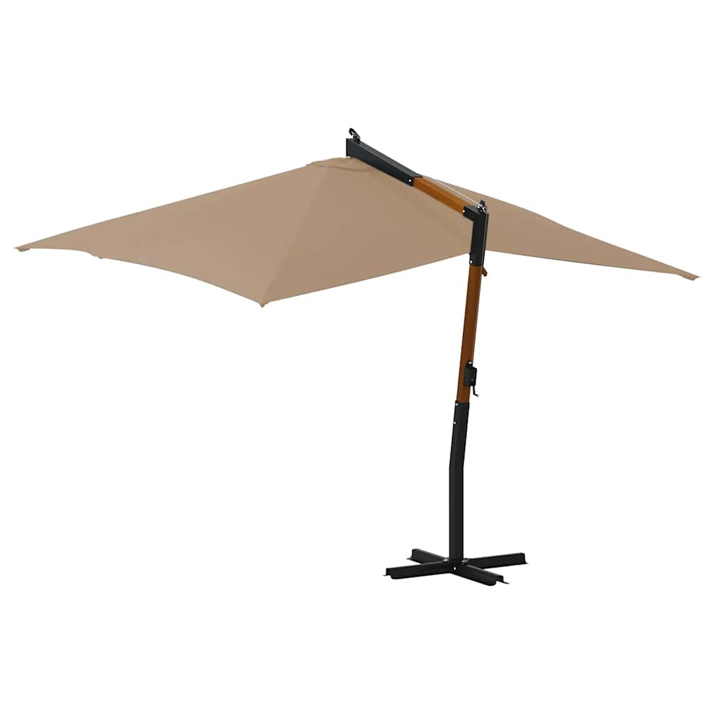 Ampelschirm mit Holz-Mast 400x300 cm Taupe