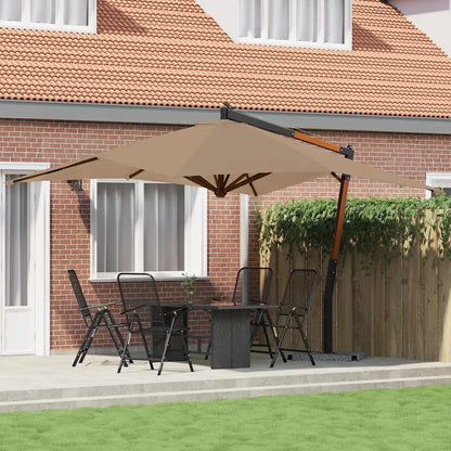 Ampelschirm mit Holz-Mast 400x300 cm Taupe