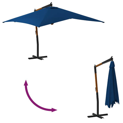 Ampelschirm mit Holzmast 400x300 cm Azurblau