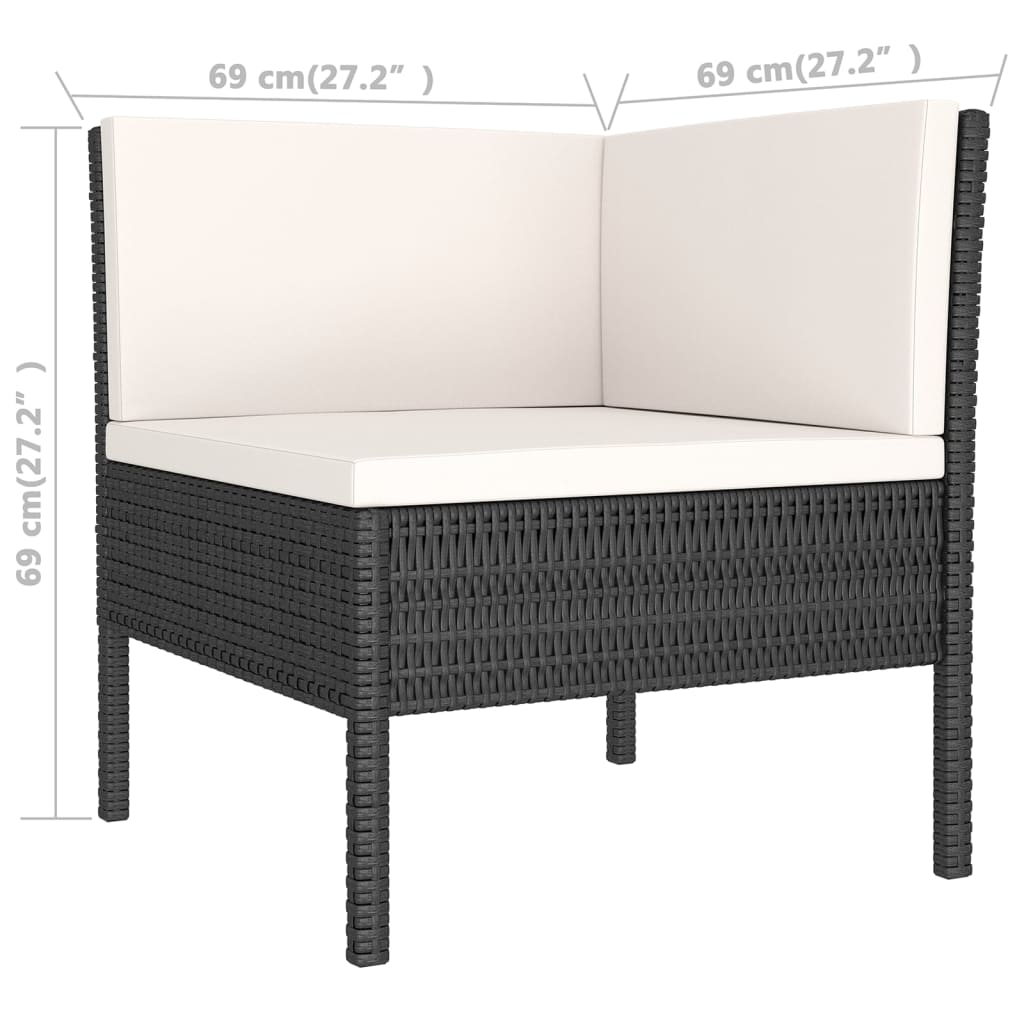 10-tlg. Garten-Lounge-Set mit Auflagen Poly Rattan Schwarz - Pazzar.ch