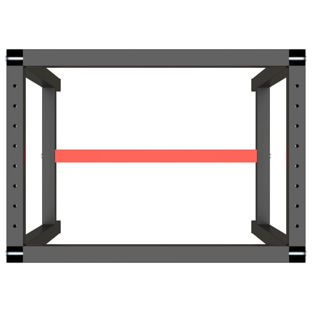 Werkbankgestell Mattschwarz und Mattrot 70x50x79 cm Metall - Pazzar.ch