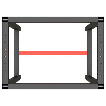 Werkbankgestell Mattschwarz und Mattrot 70x50x79 cm Metall - Pazzar.ch