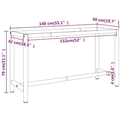 Werkbankgestell Mattschwarz und Mattrot 140x50x79 cm Metall - Pazzar.ch