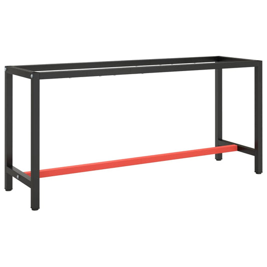 Werkbankgestell Mattschwarz und Mattrot 170x50x79 cm Metall - Pazzar.ch