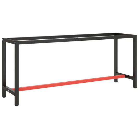 Werkbankgestell Mattschwarz und Mattrot 190x50x79 cm Metall - Pazzar.ch