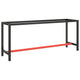 Werkbankgestell Mattschwarz und Mattrot 190x50x79 cm Metall