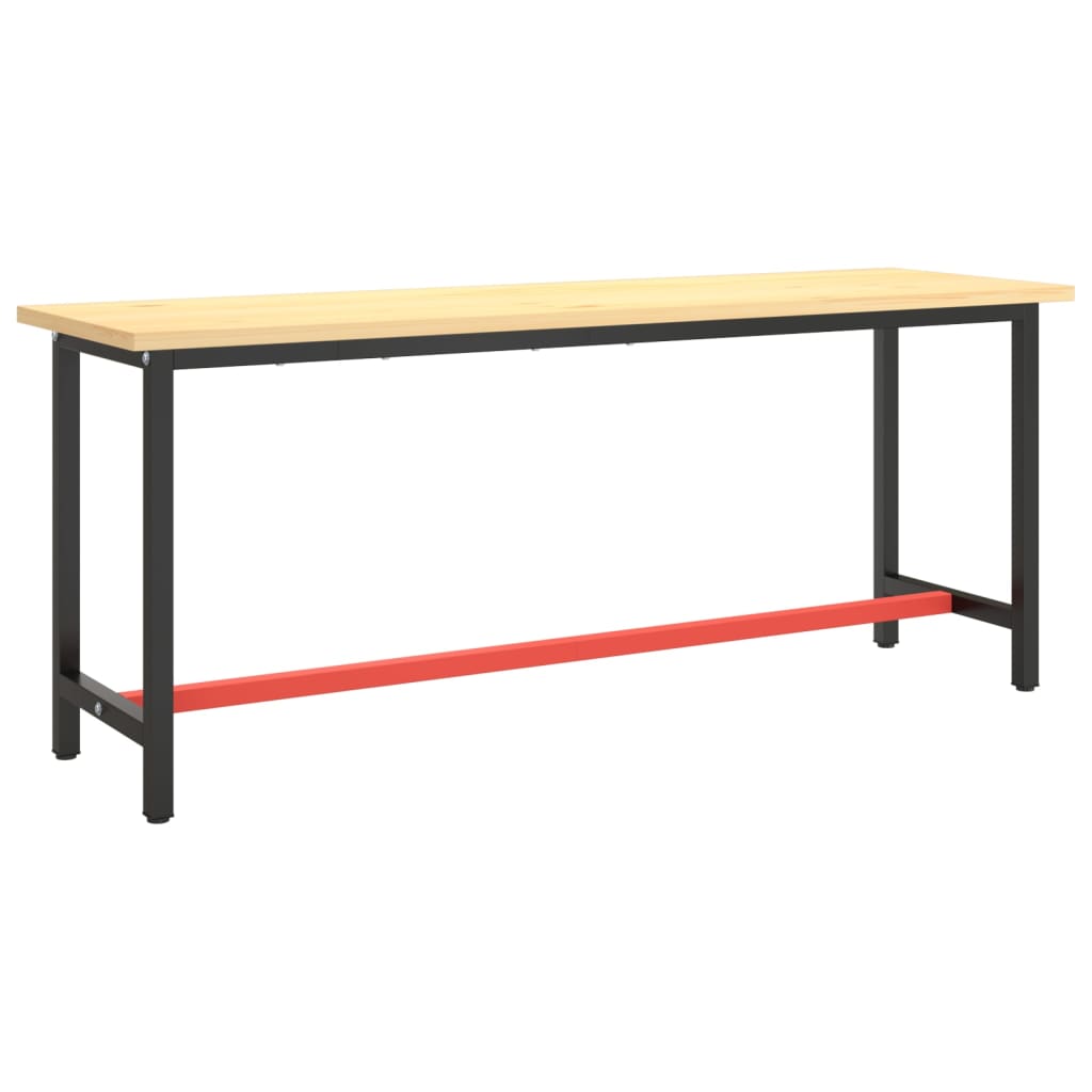 Werkbankgestell Mattschwarz und Mattrot 190x50x79 cm Metall - Pazzar.ch