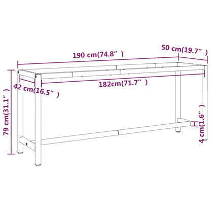 Werkbankgestell Mattschwarz und Mattrot 190x50x79 cm Metall - Pazzar.ch