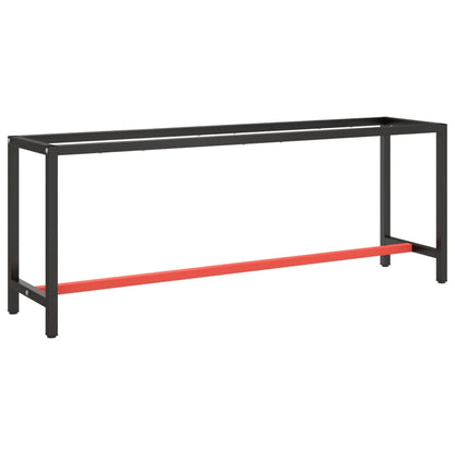 Werkbankgestell Mattschwarz und Mattrot 210x50x79 cm Metall - Pazzar.ch