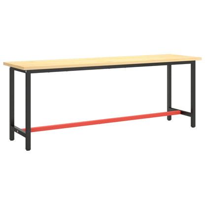 Werkbankgestell Mattschwarz und Mattrot 210x50x79 cm Metall - Pazzar.ch