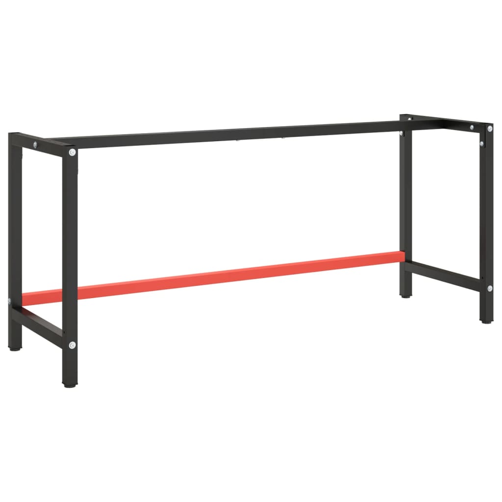 Werkbankgestell Mattschwarz und Mattrot 180x57x79 cm Metall - Pazzar.ch