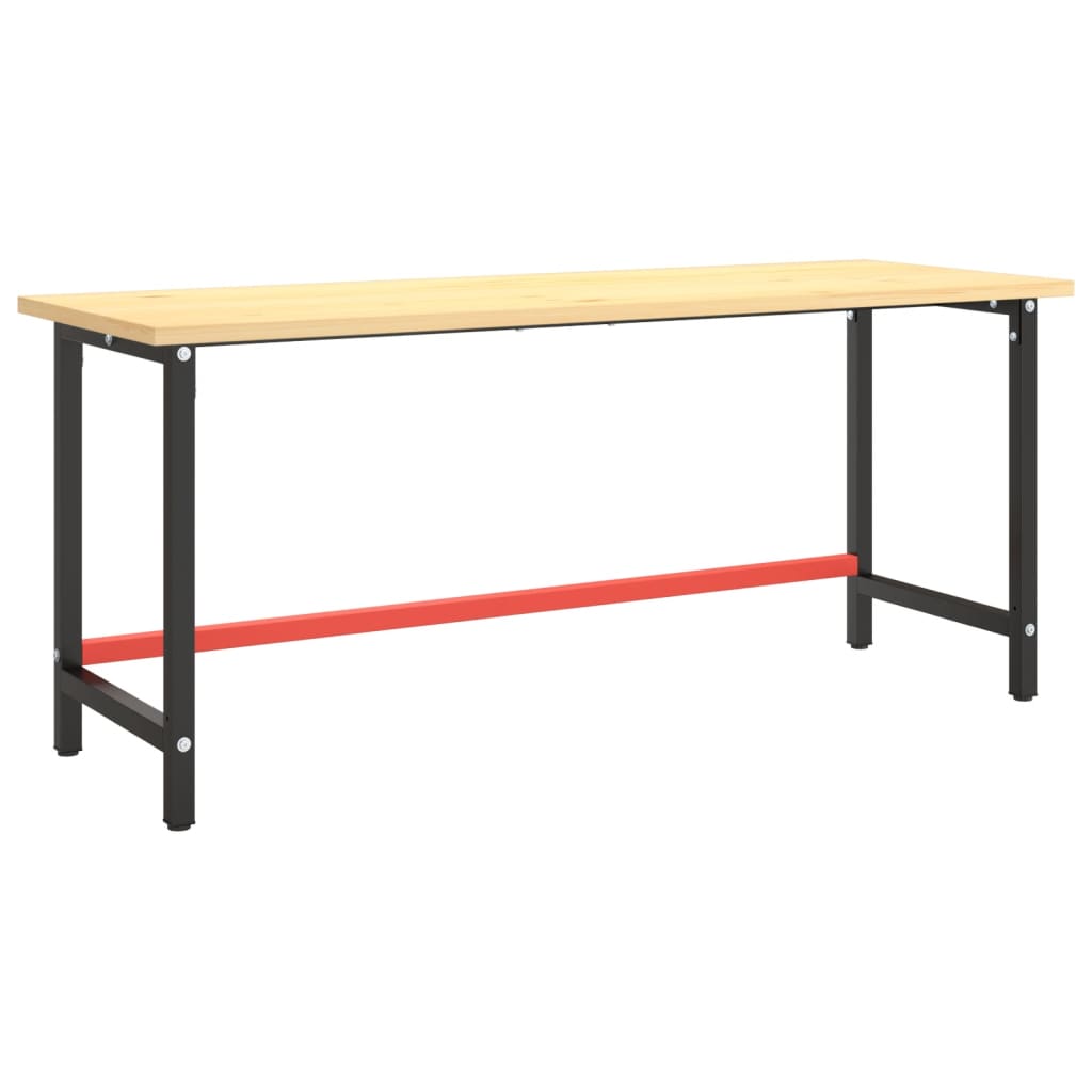 Werkbankgestell Mattschwarz und Mattrot 180x57x79 cm Metall - Pazzar.ch