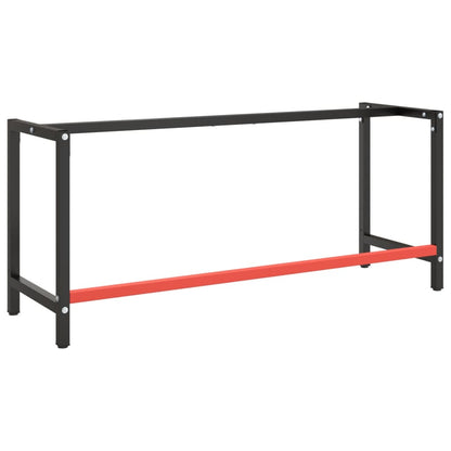 Werkbankgestell Mattschwarz und Mattrot 180x57x79 cm Metall - Pazzar.ch