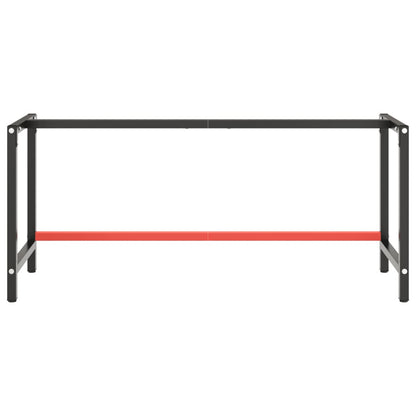 Werkbankgestell Mattschwarz und Mattrot 180x57x79 cm Metall - Pazzar.ch