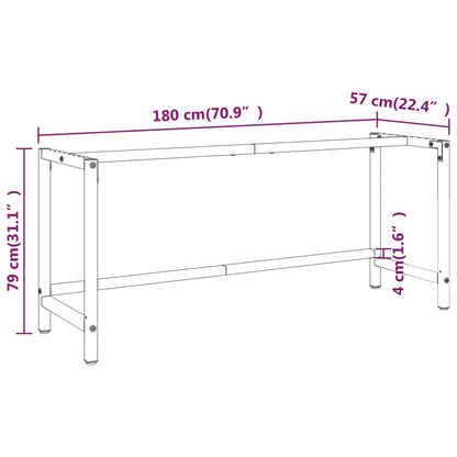 Werkbankgestell Mattschwarz und Mattrot 180x57x79 cm Metall - Pazzar.ch