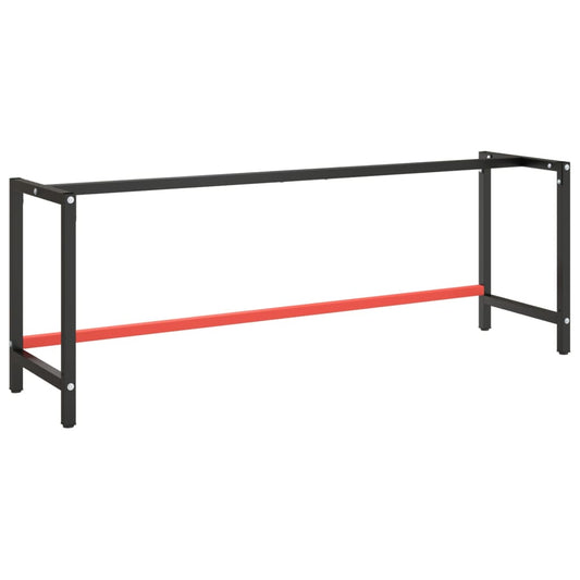 Werkbankgestell Mattschwarz und Mattrot 220x57x79 cm Metall - Pazzar.ch