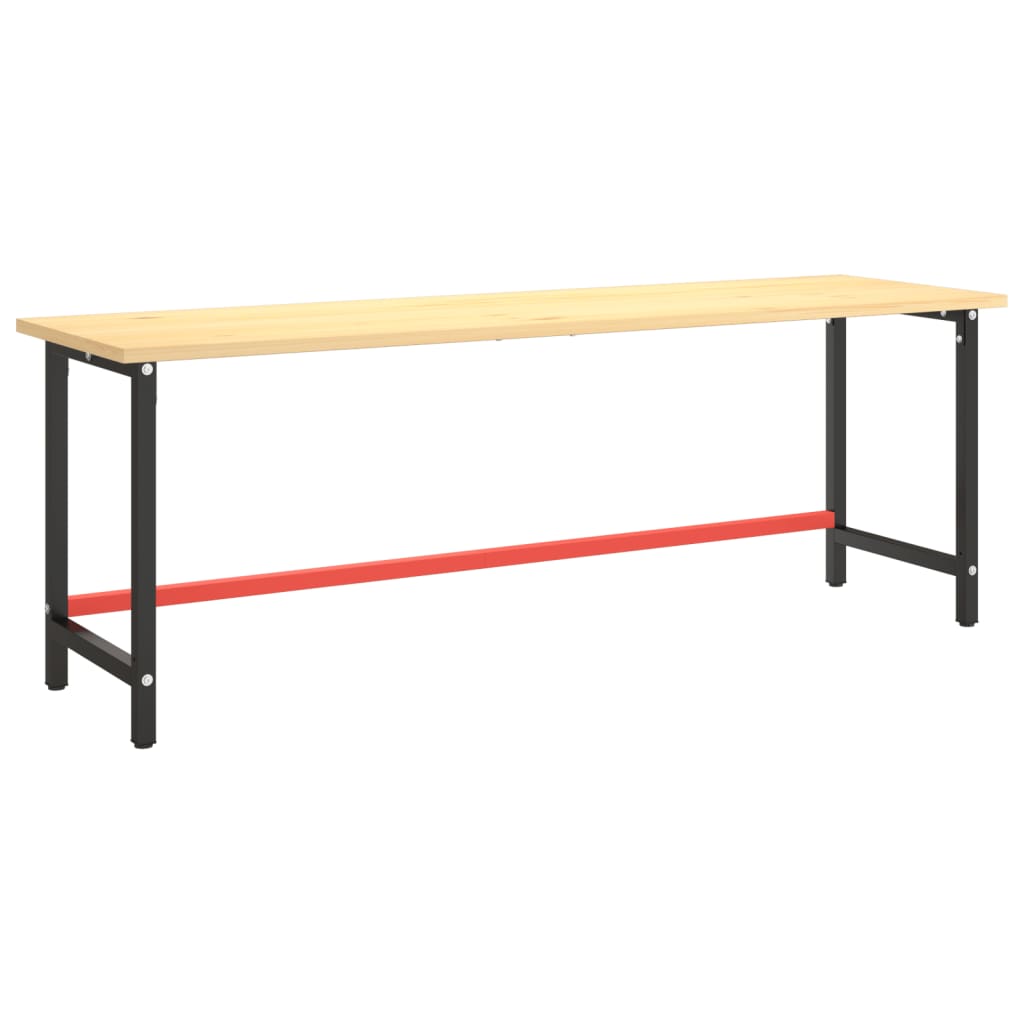 Werkbankgestell Mattschwarz und Mattrot 220x57x79 cm Metall - Pazzar.ch