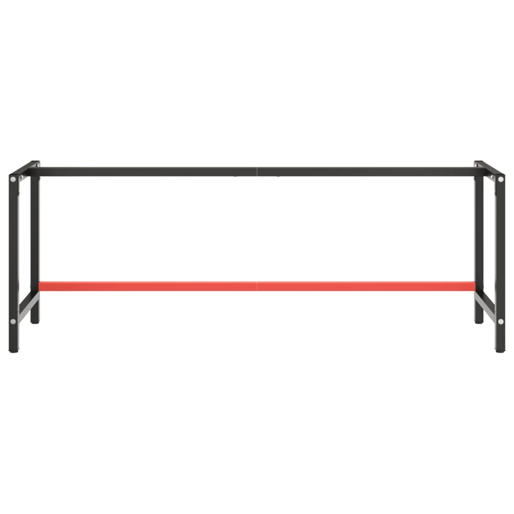 Werkbankgestell Mattschwarz und Mattrot 220x57x79 cm Metall - Pazzar.ch