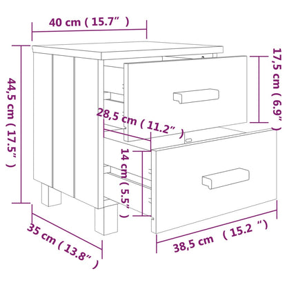 Nachttische HAMAR 2 Stk. Weiß 40x35x44,5 cm Massivholz - Pazzar.ch