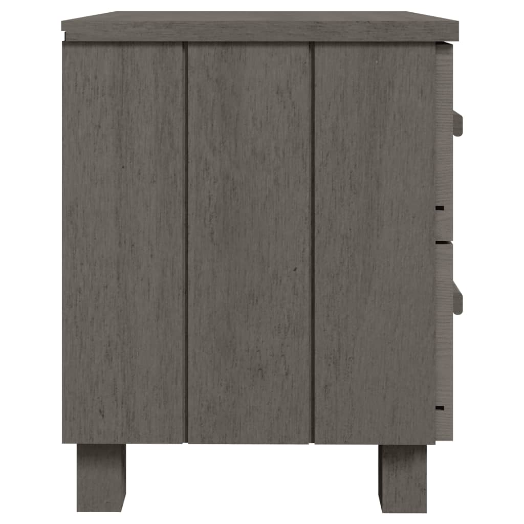 Nachttische HAMAR 2 Stk. Hellgrau 40x35x44,5 cm Massivholz - Pazzar.ch