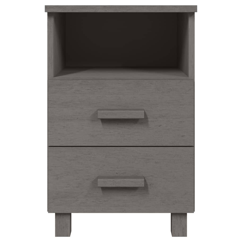 Nachttische HAMAR 2 Stk. Hellgrau 40x35x62 cm Massivholz - Pazzar.ch