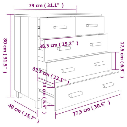 Sideboard HAMAR Honigbraun 79x40x80 cm Massivholz Kiefer - Pazzar.ch