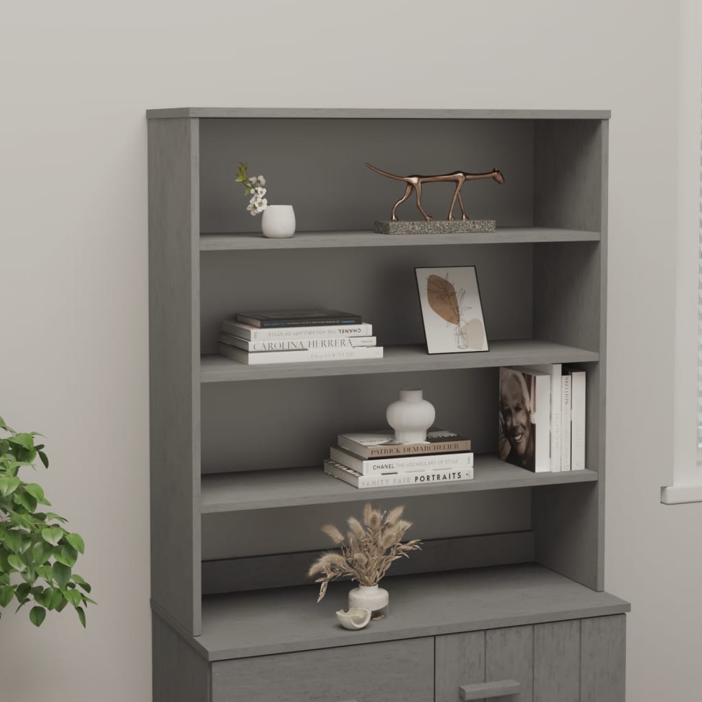 Highboard-Oberteil HAMAR Hellgrau 90x30x100 cm Massivholz