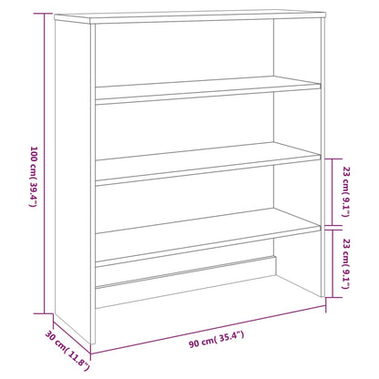 Highboard-Oberteil HAMAR Hellgrau 90x30x100 cm Massivholz - Pazzar.ch