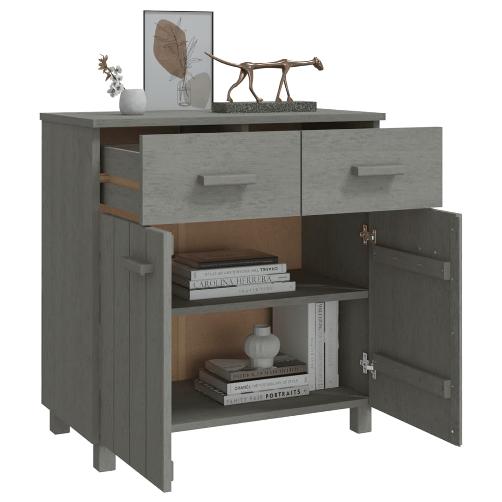 Sideboard HAMAR Hellgrau 79x40x80 cm Massivholz Kiefer