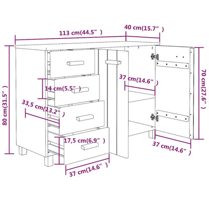 Sideboard HAMAR Dunkelgrau 113x40x80 cm Massivholz Kiefer - Pazzar.ch