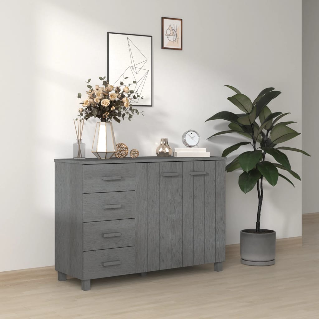 Sideboard HAMAR Dunkelgrau 113x40x80 cm Massivholz Kiefer - Pazzar.ch