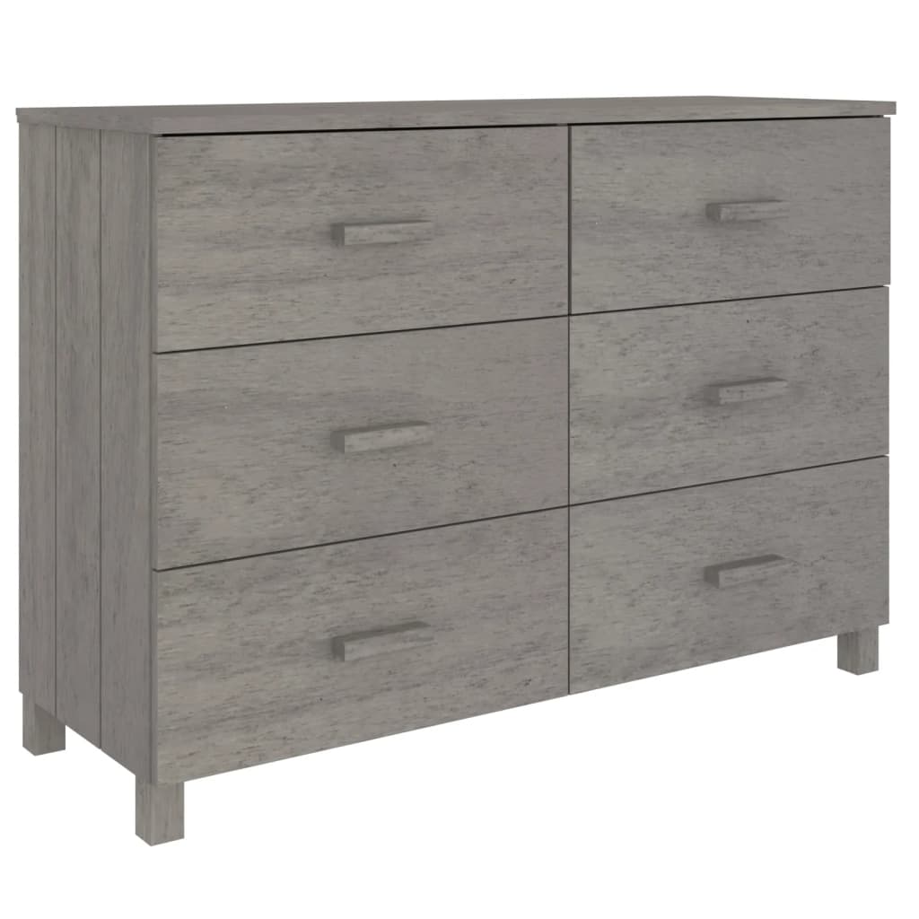 Sideboard HAMAR Hellgrau 113x40x80 cm Massivholz Kiefer