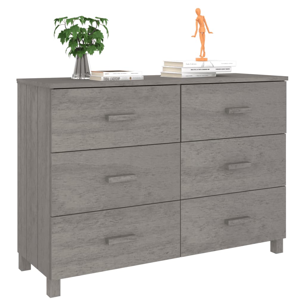 Sideboard HAMAR Hellgrau 113x40x80 cm Massivholz Kiefer - Pazzar.ch