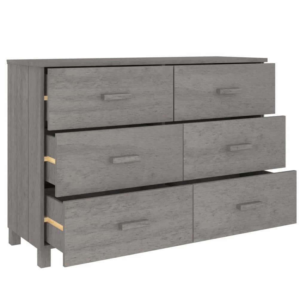 Sideboard HAMAR Hellgrau 113x40x80 cm Massivholz Kiefer