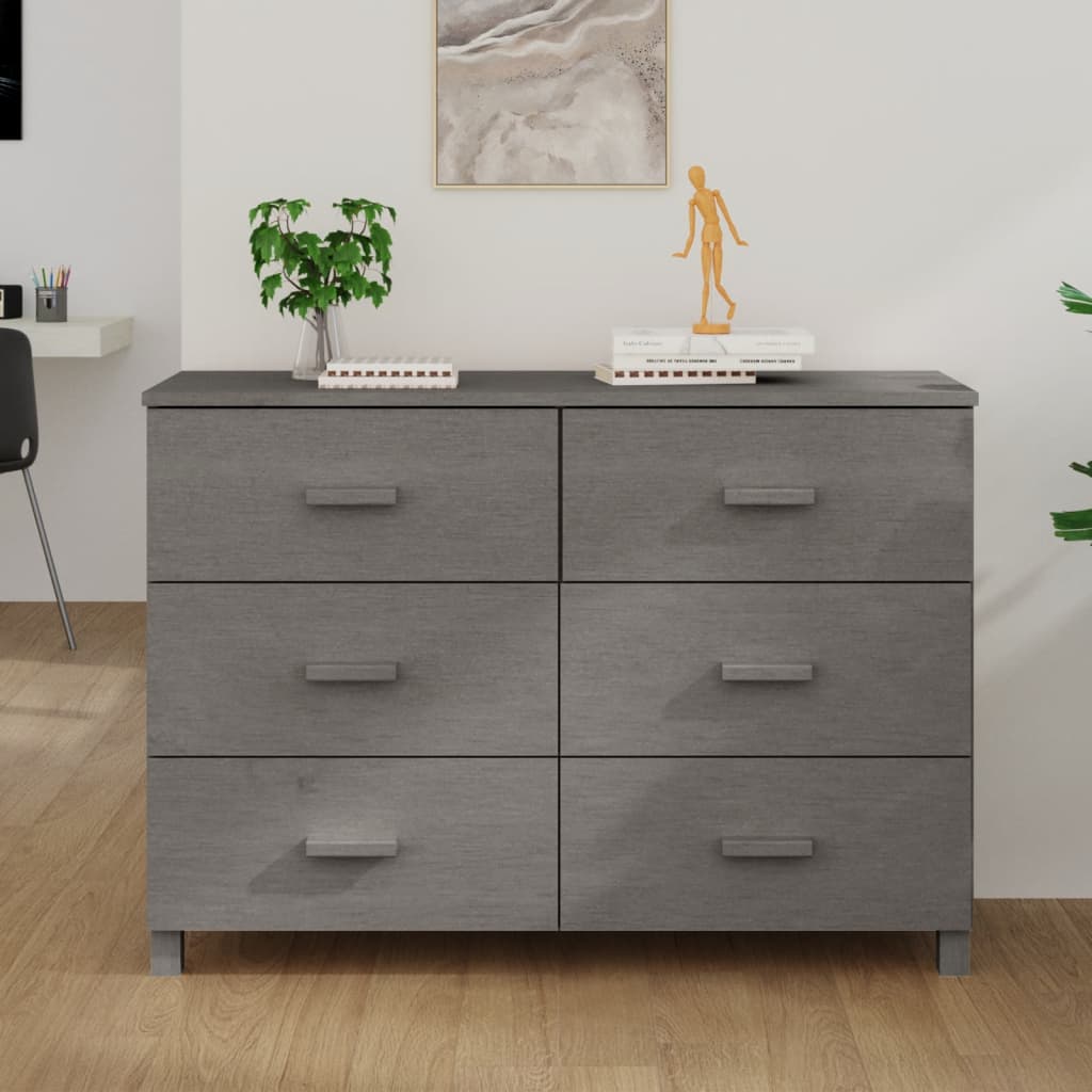 Sideboard HAMAR Hellgrau 113x40x80 cm Massivholz Kiefer