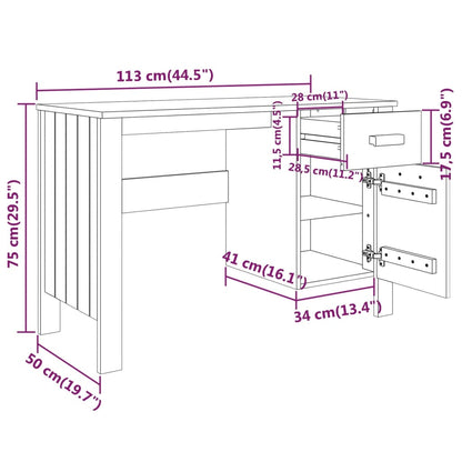 Schreibtisch HAMAR Honigbraun 113x50x75 cm Massivholz Kiefer - Pazzar.ch