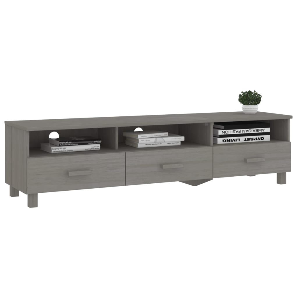 TV-Schrank HAMAR Hellgrau 158x40x40 cm Massivholz Kiefer