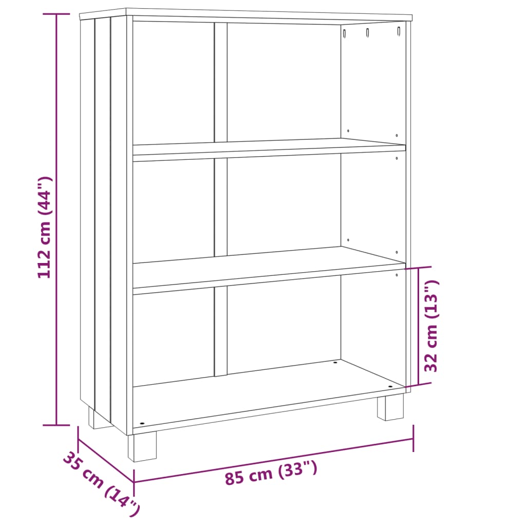 Bücherschrank HAMAR Honigbraun 85x35x112 cm Massivholz Kiefer - Pazzar.ch