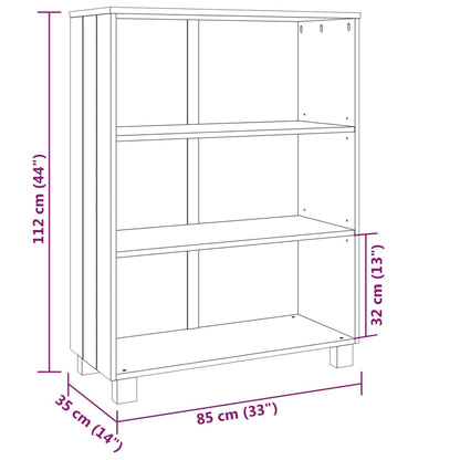 Bücherschrank HAMAR Hellgrau 85x35x112 cm Massivholz Kiefer - Pazzar.ch