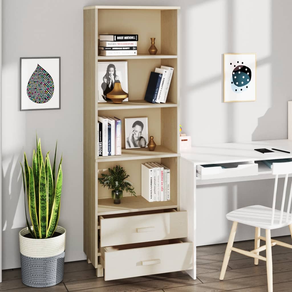 Highboard HAMAR Honigbraun 60x35x180 cm Massivholz Kiefer