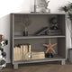 Sideboard HAMAR Hellgrau 85x35x80 cm Massivholz Kiefer