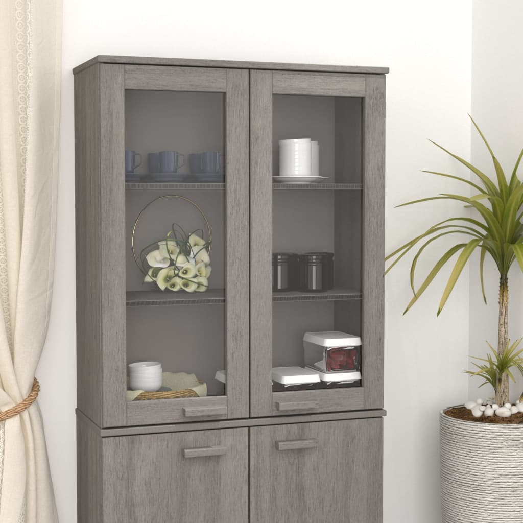 Highboard-Oberteil HAMAR Hellgrau 85x35x100 cm Massivholz - Pazzar.ch