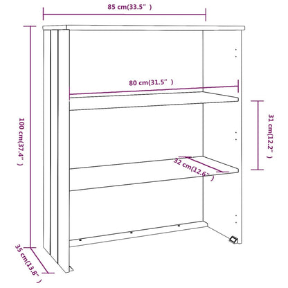 Highboard-Oberteil HAMAR Honigbraun 85x35x100 cm Massivholz - Pazzar.ch