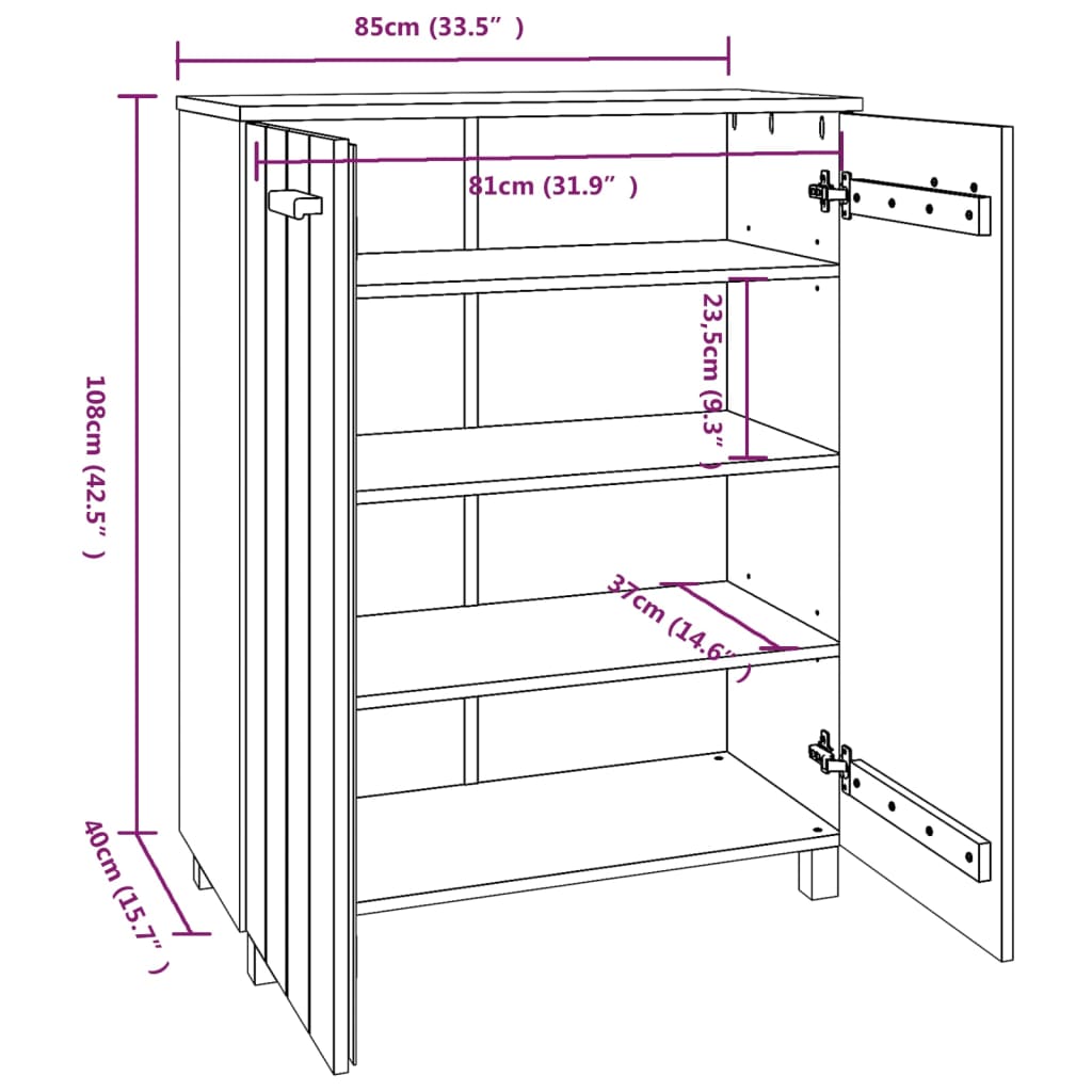 Schuhschrank HAMAR Honigbraun 85x40x108 cm Massivholz Kiefer - Pazzar.ch