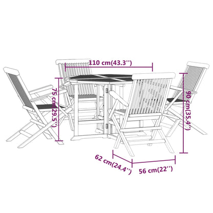 5-tlg. Garten-Essgruppe Klappbar Massivholz Teak - Pazzar.ch