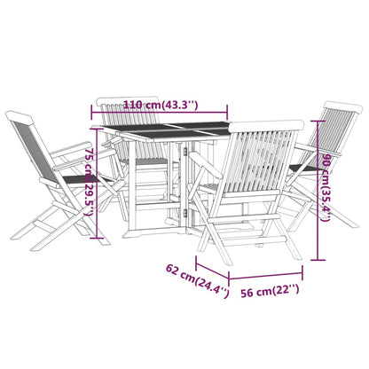 5-tlg. Garten-Essgruppe Klappbar Massivholz Teak - Pazzar.ch