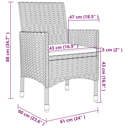 5-tlg. Garten-Essgruppe mit Kissen Poly Rattan Grau - Pazzar.ch